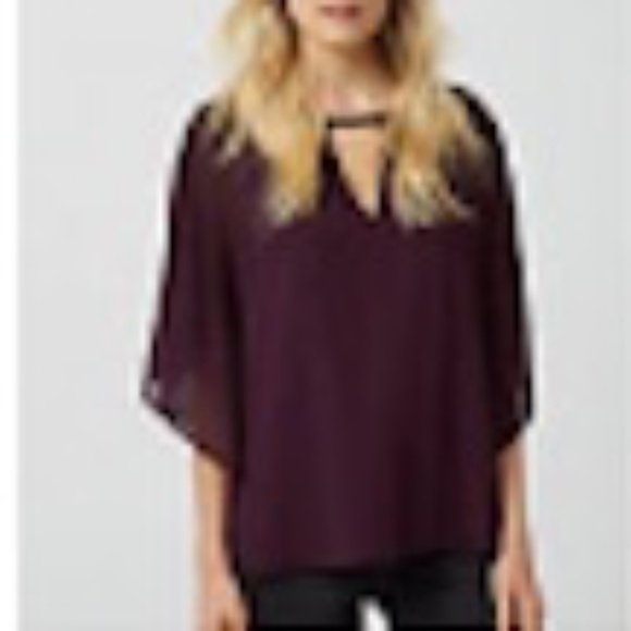 Chiffon Boat Neck Poncho Top - Picture 1 of 3